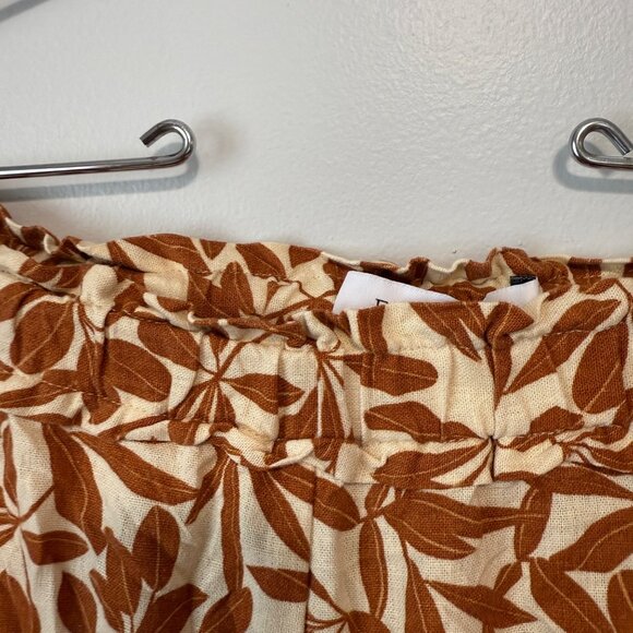 Eloquii Womens Plus Size 20 Wide Leg Pants Brown Tan Leaf Print Pull-On Style - Picture 4 of 7